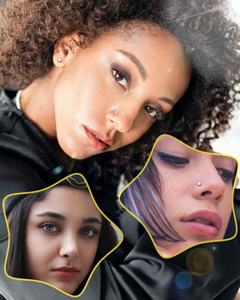 Melighting MeIighting Nose Rings 20G Moon Nose Studs Stainless Steel 316L Sun Nose Piercing Jewelry L Shaped for Women Men Body Piercing Jewelry - Image 5