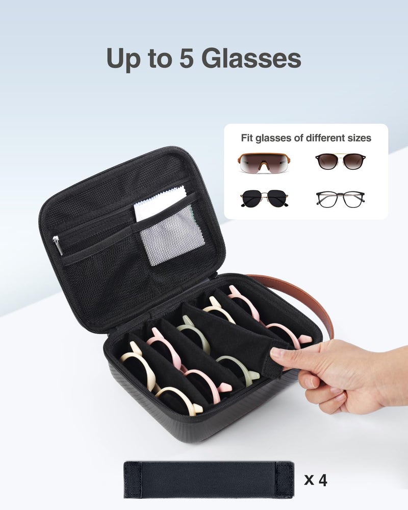 Luxtude Travel Sunglasses Organizer Case for Women Men, Glasses Case Multiple Pairs w/Adjustable Slots, Hard Shell Sunglass Storage Cases, Multiple Eyeglass Organizer for Camping/Road Trip/Beach - Image 3