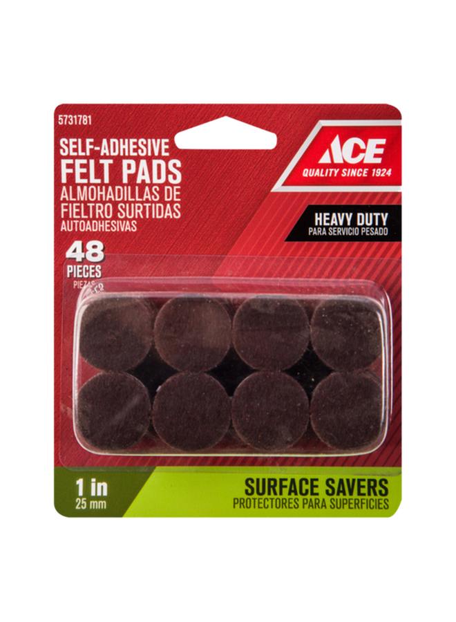 ACE Heavy Duty Self-Adhesive SurfSaver Round Felt Pads Dark Brown 1inch 9873/ACE