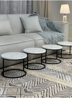 alimforyou 6-piece floor coffee table set, living room coffee tables, modern coffee tables, white color, which is what distinguishes them the most  - Image 3