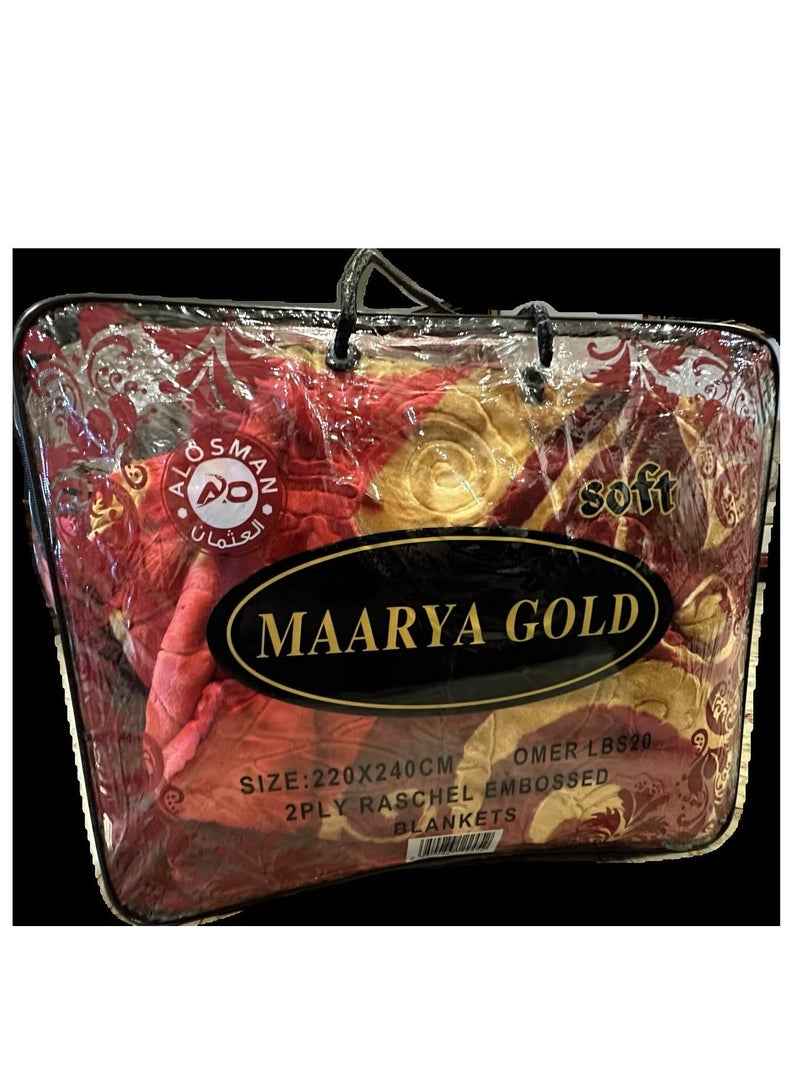 MAARYA GOLD 2 PLY SUPER SOFT EMBOSSED BLANKET - Image 1