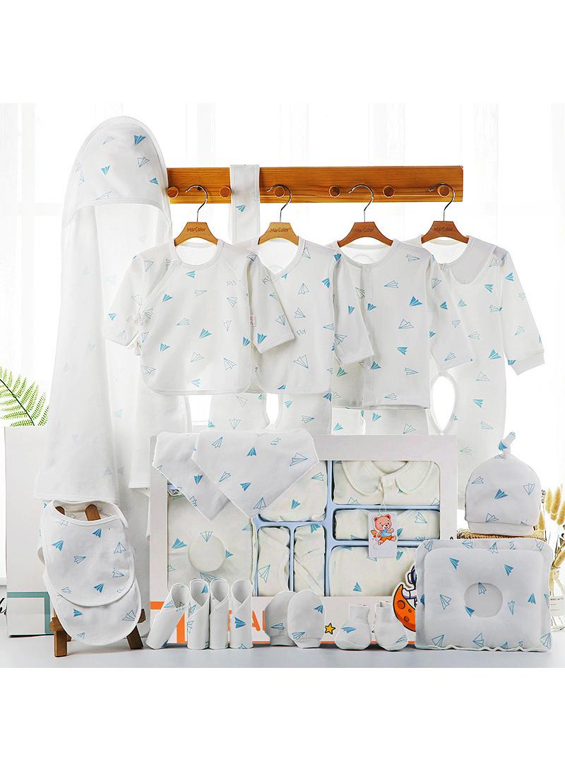 Y&D Baby Newborn Essentials Layette Gift Set With Box 22 Piece Baby Girl Boys Gifts Premium Cotton Baby Clothes Accessories Set Fits Newborn Baby Suit Set Cuddle Strap Bib Gloves Saliva Towel Pillow - Image 1