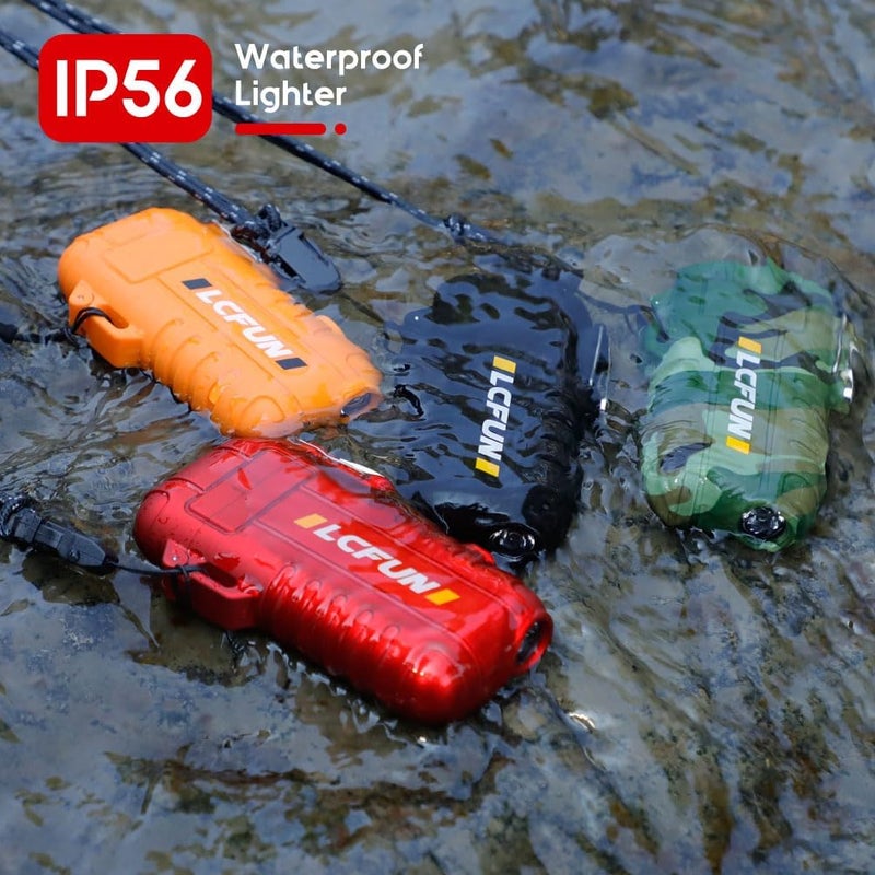 LCFUN Electric Dual Arc Lighter USB Rechargeable, Windproof Plasma Lighters with LED Battery Indicator, Waterproof Flashlight Lighter with Whistle Lanyard for Camping, Survival Gear Gifts for Men - Image 3