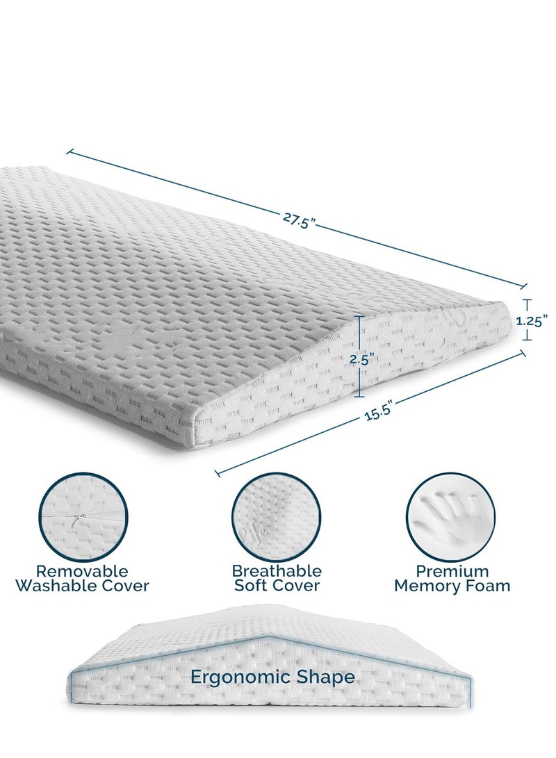 كاست ويف وسادة دعم الخصر ، وسادة رغوة الذاكرة للنوم ، لتخفيف آلام الظهر ، والنوم الجانبي ، والنوم مرة أخرى والنوم المعدة ، وسادة إسفين الثلاثي ، وسادة السرير ، أبيض ، القياسية - Image 4