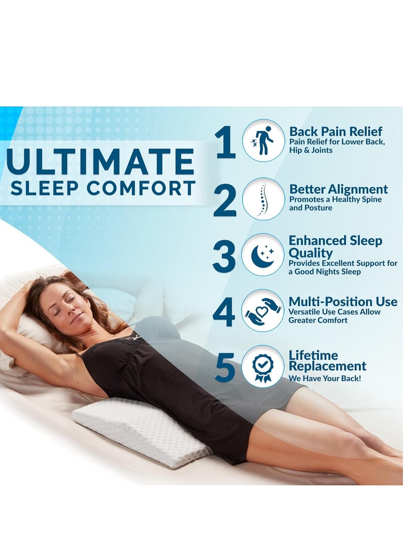 كاست ويف وسادة دعم الخصر ، وسادة رغوة الذاكرة للنوم ، لتخفيف آلام الظهر ، والنوم الجانبي ، والنوم مرة أخرى والنوم المعدة ، وسادة إسفين الثلاثي ، وسادة السرير ، أبيض ، القياسية - Image 2