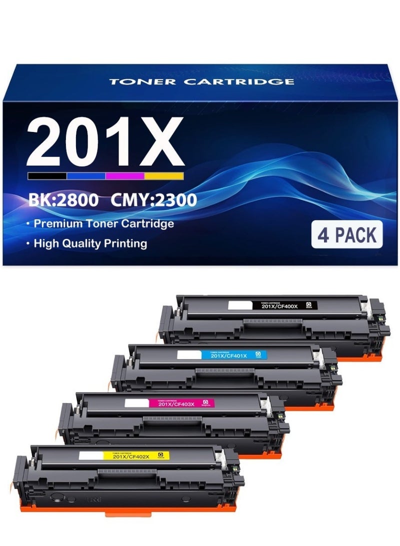 4-Pack High Yield Compatible Toner Cartridge Replacement for HP 201X CF400X CF401X CF402X CF403X Works with HP Color LaserJet Pro M252dw M252n MFP M277dw M277n Printer - (Black Cyan Yellow Magenta) - Image 1