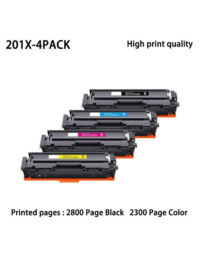 201X High Yield Compatible Toner Cartridges 4-Pack Black Cyan Yellow Magenta for M252n M252dw M274n M277n M277dw M277c6 Printers - Image 1