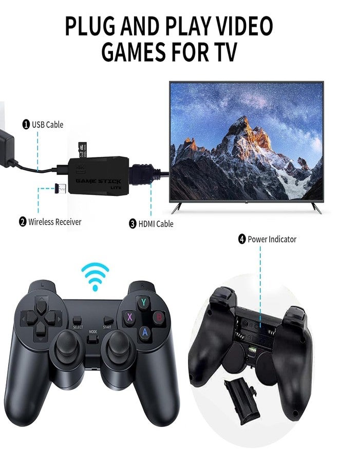 SSR 20000+ Games Retro Wireless Game Stick - 23 Emulators HD Output System, Plug and Play Video Game Consoles with 64GB TF Card, 2.4G Wireless Controllers - Ideal Gift for Gamers of All Ages - Image 5