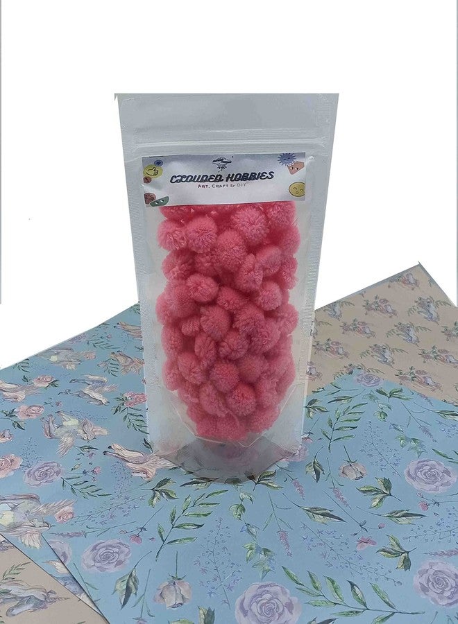 Clouded Hobbies Pom Pom Wool Balls, Size 20mm (2cm) Used in Art & Craft, Decoration, Jewellery Making, Toran Making, Macrame Art, Decorations, Dresses, School Projects, Pack of 95 pcs (Baby Pink) - Image 3