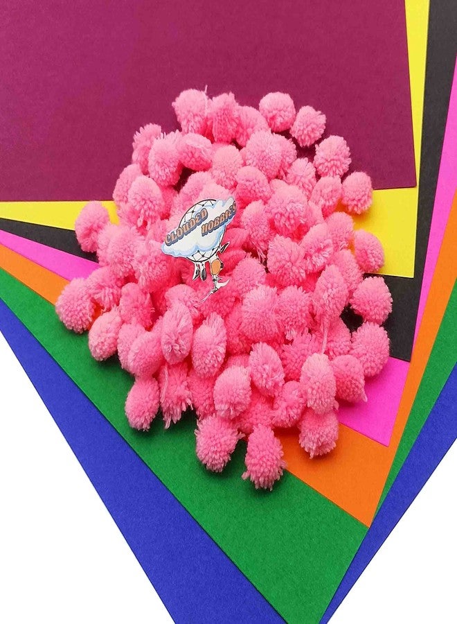Clouded Hobbies Pom Pom Wool Balls, Size 20mm (2cm) Used in Art & Craft, Decoration, Jewellery Making, Toran Making, Macrame Art, Decorations, Dresses, School Projects, Pack of 95 pcs (Baby Pink) - Image 1