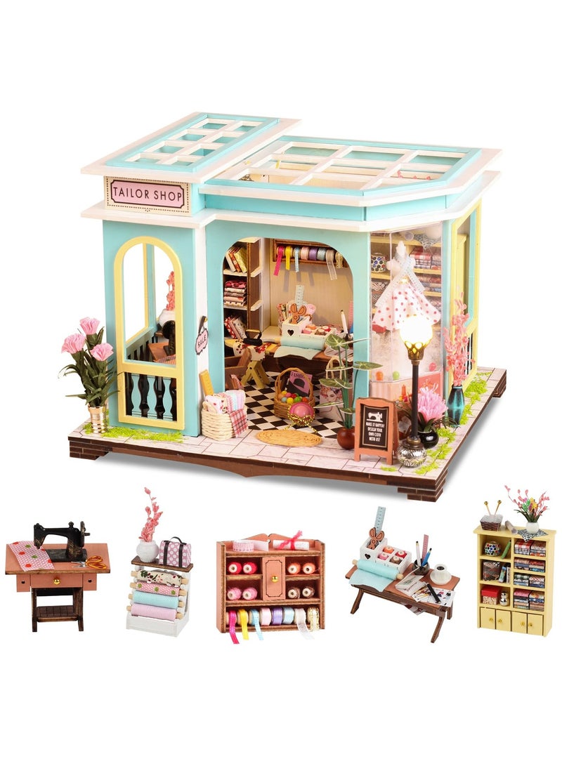 DIY Miniature House Kit,Tiny House Pet Shop with Furniture & LED,DIY Dollhouse Miniature Kit for Adults Teen,Mini House Building kit,3D Wooden Craft Mini Model Kit,Birthday Gifts Home Decor - Image 1