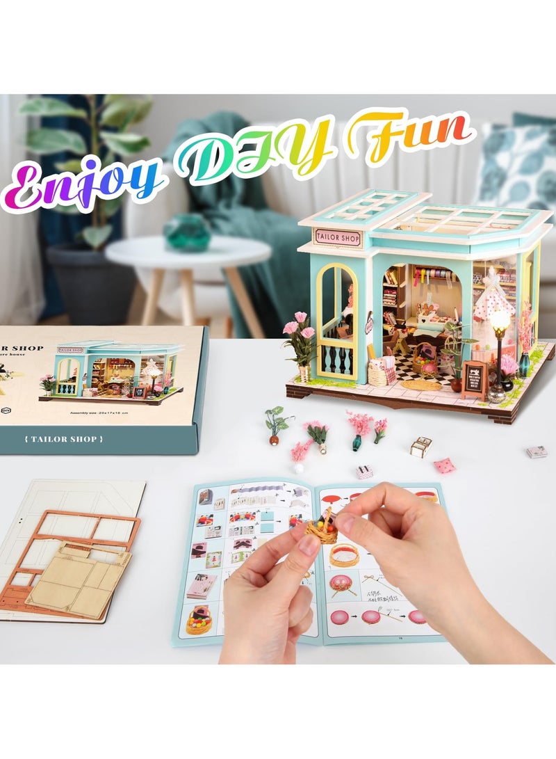 DIY Miniature House Kit,Tiny House Pet Shop with Furniture & LED,DIY Dollhouse Miniature Kit for Adults Teen,Mini House Building kit,3D Wooden Craft Mini Model Kit,Birthday Gifts Home Decor - Image 4