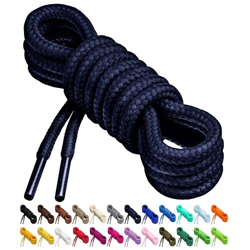 Birch Round Shoelaces 27 Colors 3/16" Thick Shoe Laces 4 Different Lengths (29.5" (75cm) - S, Navy) - Image 5