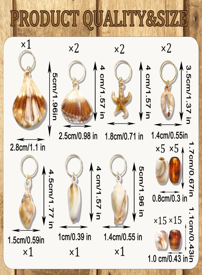 VENOFEN 50PCS Shell Hair Jewelry for Braids Acrylic Starfish Loc Dreadlock Charms Tansparent Brown White Braid Beads Large Size Hair Tube Bead for Women - Image 4