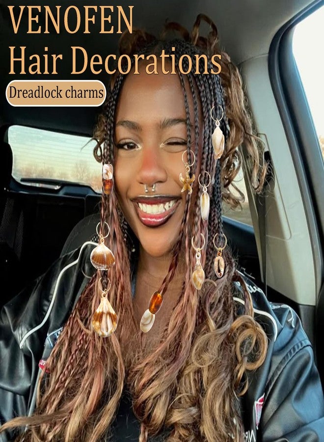 VENOFEN 50PCS Shell Hair Jewelry for Braids Acrylic Starfish Loc Dreadlock Charms Tansparent Brown White Braid Beads Large Size Hair Tube Bead for Women - Image 5