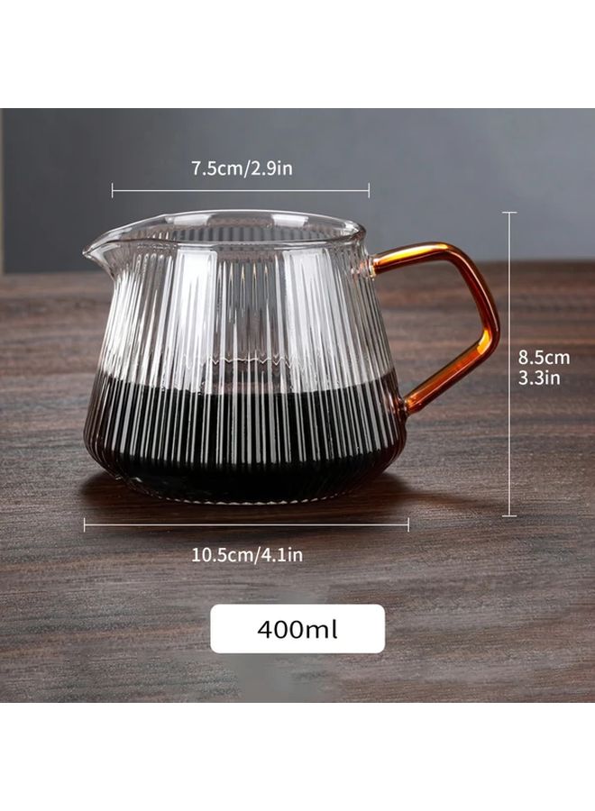 Heat Resistant Striped Glass Coffee Carafe With Handle 600ml Pitcher For Pour Over Coffee And Tea Easy Clean - Image 2
