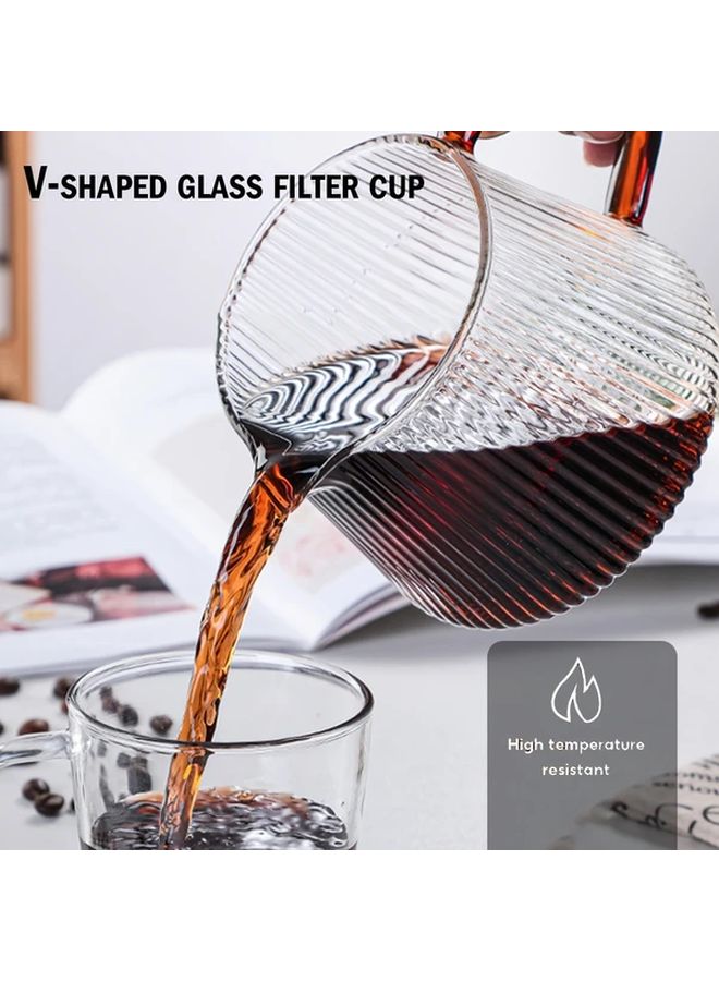 Heat Resistant Striped Glass Coffee Carafe With Handle 600ml Pitcher For Pour Over Coffee And Tea Easy Clean - Image 4