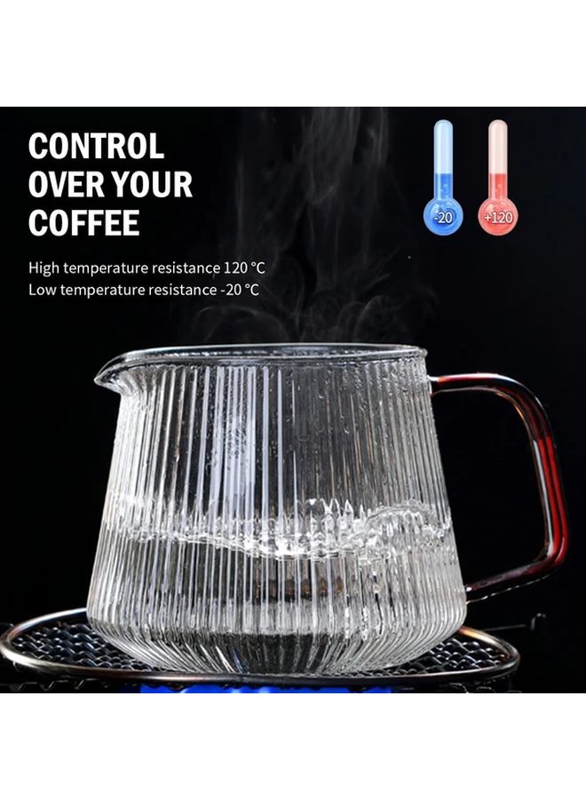 Heat Resistant Striped Glass Coffee Carafe With Handle 600ml Pitcher For Pour Over Coffee And Tea Easy Clean - Image 5