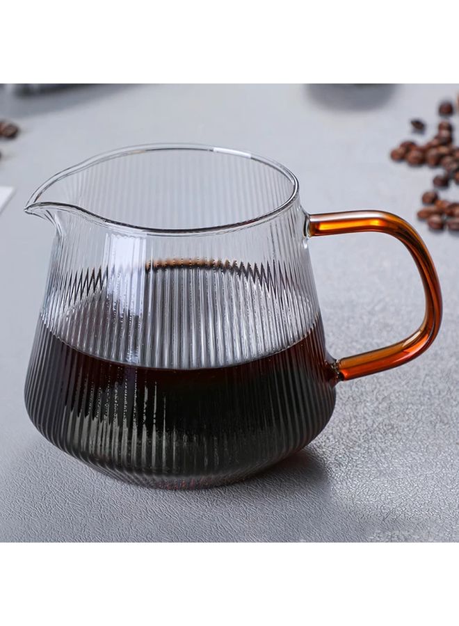 Heat Resistant Striped Glass Coffee Carafe With Handle 600ml Pitcher For Pour Over Coffee And Tea Easy Clean - Image 1