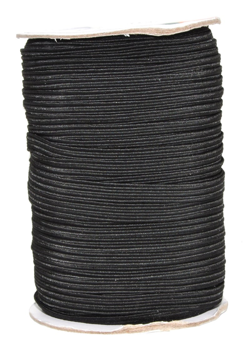 Mandala Crafts 6mm 50 Yds Roll of Black Elastic Bands for Sewing 14 Flat Elastics Cord 1 4 Inch Braided Stretch Straps for Crafting