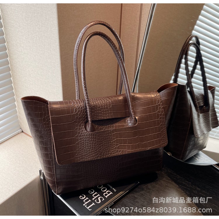Fashion Stone Print Tote Bag Women'S Large Capacity Texturous Shoulder Bag Design Niche Commuter Bag - Image 1