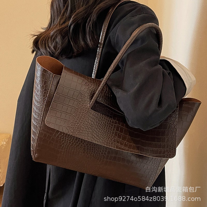 Fashion Stone Print Tote Bag Women'S Large Capacity Texturous Shoulder Bag Design Niche Commuter Bag - Image 4