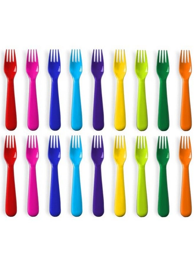 PLASKIDY Plastic Toddler Fork Set of 18 - BPA Free/Dishwasher Safe Reusable Children's Fork Set - Brightly Colored Cutlery Flatware Set - Image 1