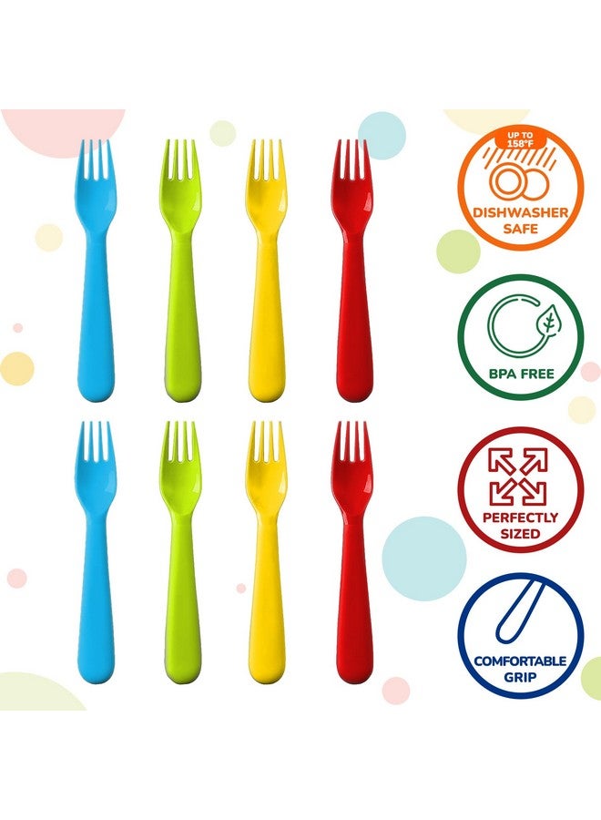 PLASKIDY Plastic Toddler Fork Set of 18 - BPA Free/Dishwasher Safe Reusable Children's Fork Set - Brightly Colored Cutlery Flatware Set - Image 2