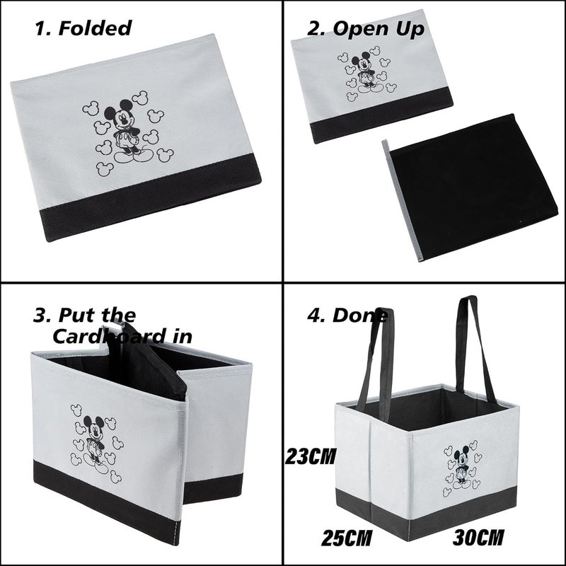 Kuber Industries Disney Mickey Drawer Storage Box Storage Box for Clothes Wardrobe Organizer for Books Closet Box with Handle Clothes Drawer Organizer Small Pack of 2 Gray Black - Image 4
