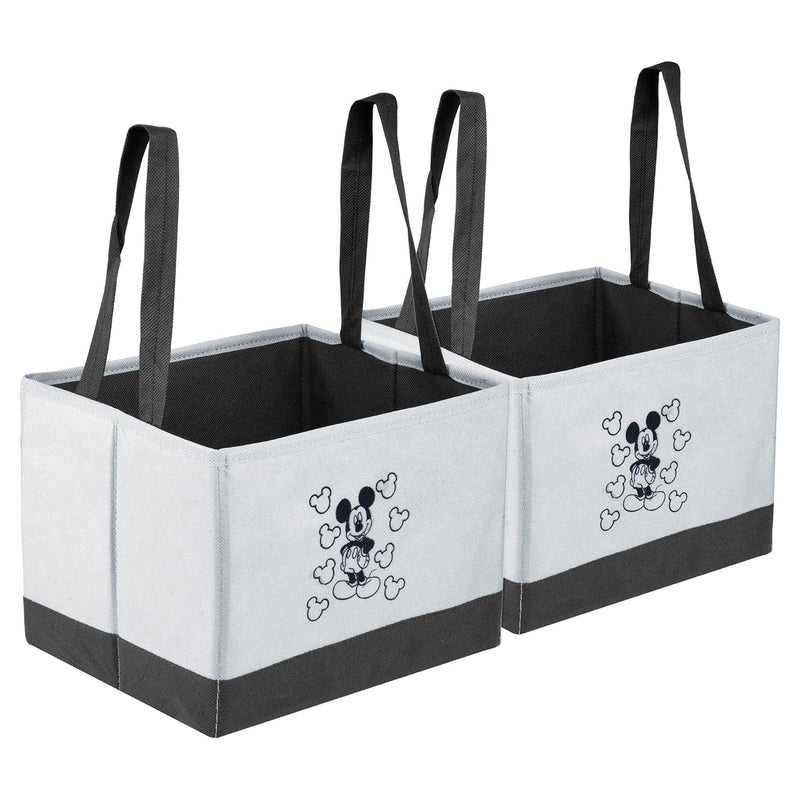 Kuber Industries Disney Mickey Drawer Storage Box Storage Box for Clothes Wardrobe Organizer for Books Closet Box with Handle Clothes Drawer Organizer Small Pack of 2 Gray Black - Image 1