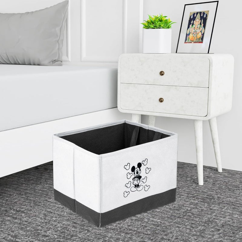 Kuber Industries Disney Mickey Drawer Storage Box Storage Box for Clothes Wardrobe Organizer for Books Closet Box with Handle Clothes Drawer Organizer Small Pack of 2 Gray Black - Image 5