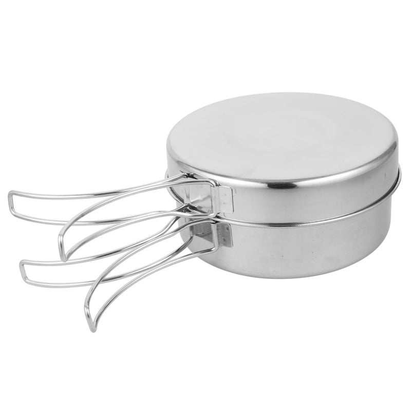 Stainless Steel Camping Cookware Set Portable Lightweight Pot for Outdoor Hiking Picnic - Image 2