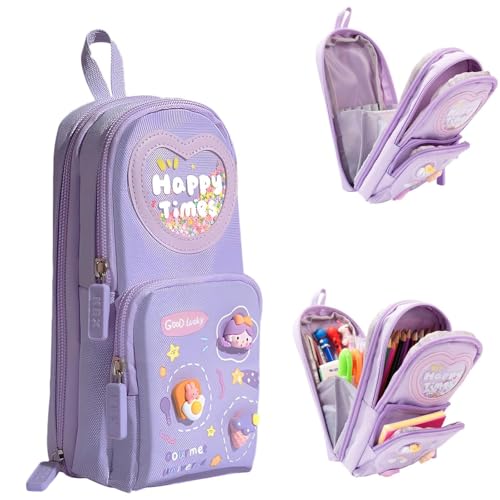 PLUSPOINT Premium Pencil Case 6 Layer with 3 Compartment Cute Aesthetic Pencil Case for Girls Large Capacity Pencil Pouch Multifunctional Pouch for School Kids Cute Quirky Stationary Gift - Image 1