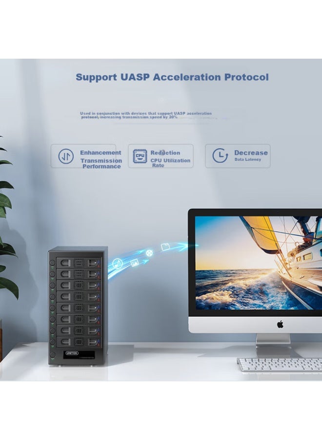 Superior Unitek 8-bay 2.5/3.5 Inch Ssd/hdd Enclosure For Enterprise Level External Storage Expansion Y-3373bk - Image 2