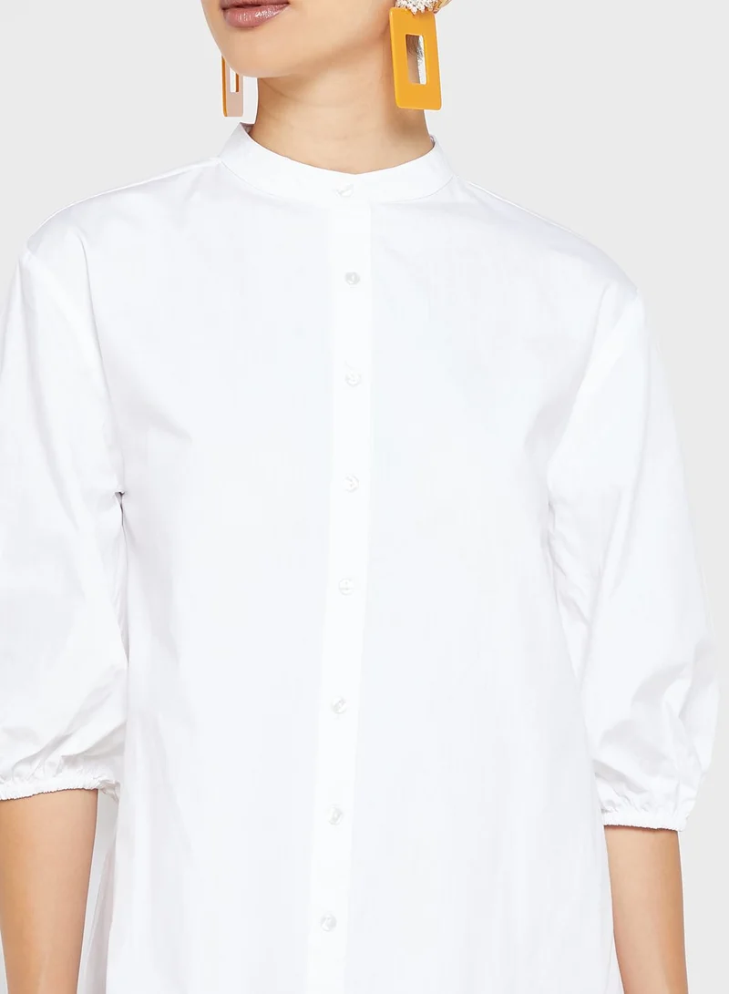Khizana Peplum Hem Button Down Dress
