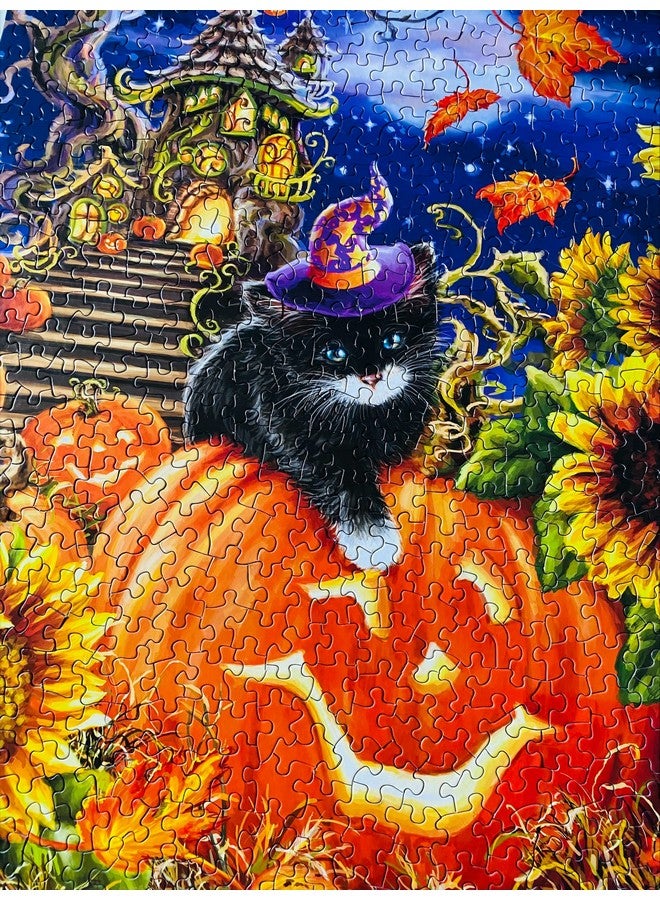 Springbok - Spellbound Night - 500 Piece Jigsaw Puzzle- Black Cat, Sunflowers And Pumpkins Usher In Halloween - Image 3