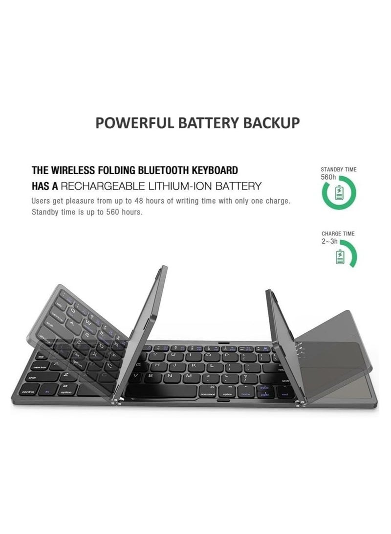 DUSALA Slim Foldable Bluetooth Keyboard with Integrated Touchpad Rechargeable Compatible with iPhone/iPad/Android/Tablets/Mac/Windows - Image 3