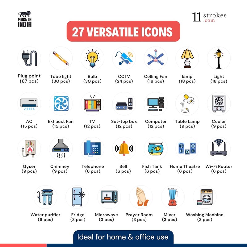 11 Strokes Switch Board Stickers for Home - 3 Sheets Self Adhesive, Electric Switch Board Covers, Vinyl Transparent Stickers for Switches, Light Fan Stickers, Wall Switch Board Stickers, 22.9 cms - Image 3