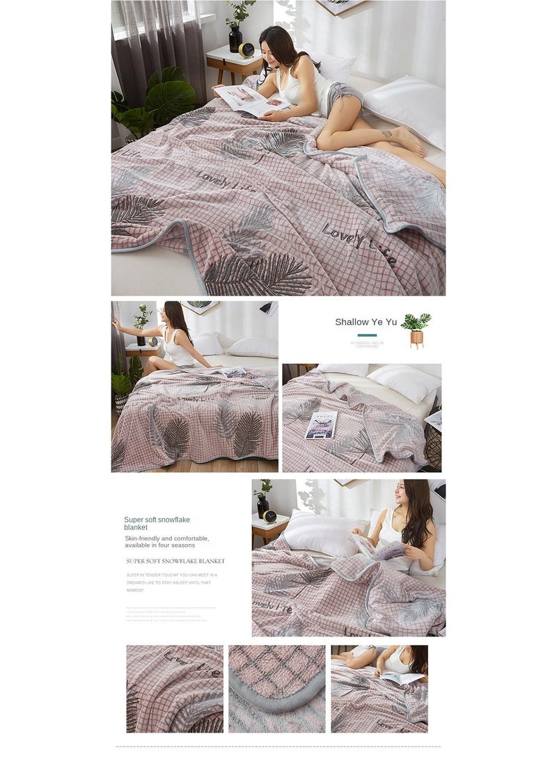Bluejw 1-Piece Plant Pattern Cozy Blanket Air Conditioning Blanket  - Image 3
