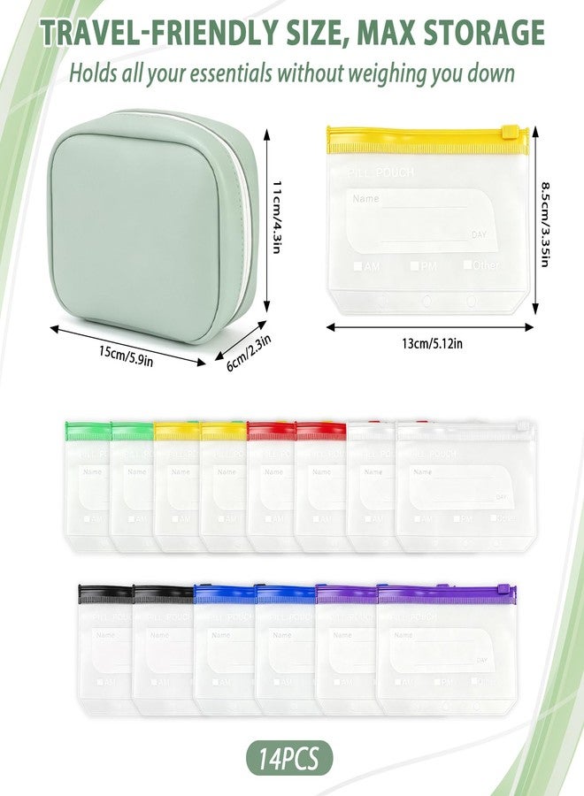 Waterproof Pill Pouch Set-14pcs Bags Inside,A8 Waterproof Pill Organizer Set,Travel Medicine Organizers,Leakproof Reusable Zippered Storage Case for Fish Oils, Vitamins - Image 2