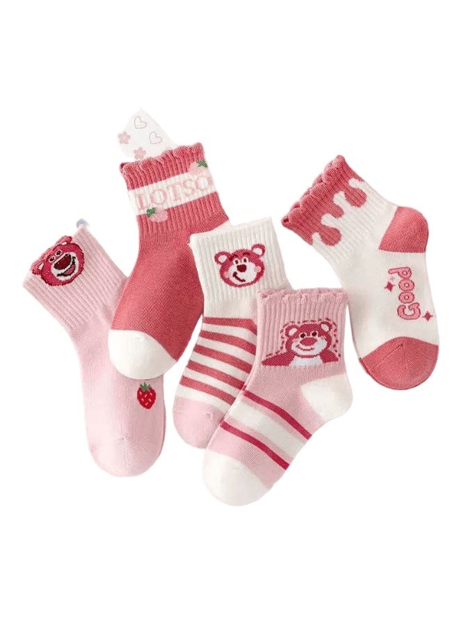 "SMARTEDGE Women's Stylish Bear Print Tights, Summer Ankle Socks, Very Chic, 6-Pair Set in Assorted Colors. Trendy design for women and girls.