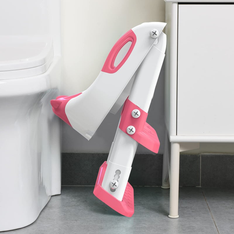 SKYROKU Potty Training Seat ï¼ŒSKYROKU Potty Training Toilet with Step Stool Ladder, for Kids Boys Girls Toddlers - Comfortable Safe Potty Seat with Anti-Slip Pads Ladder (8838+Pink) - Image 3