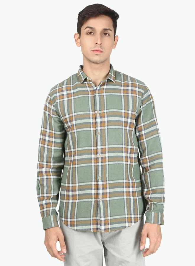 Styli Men Green Checked Casual Shirt By Bene Kleed