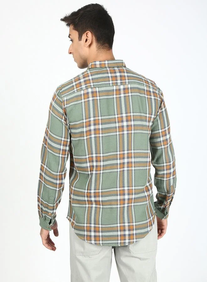 Styli Men Green Checked Casual Shirt By Bene Kleed