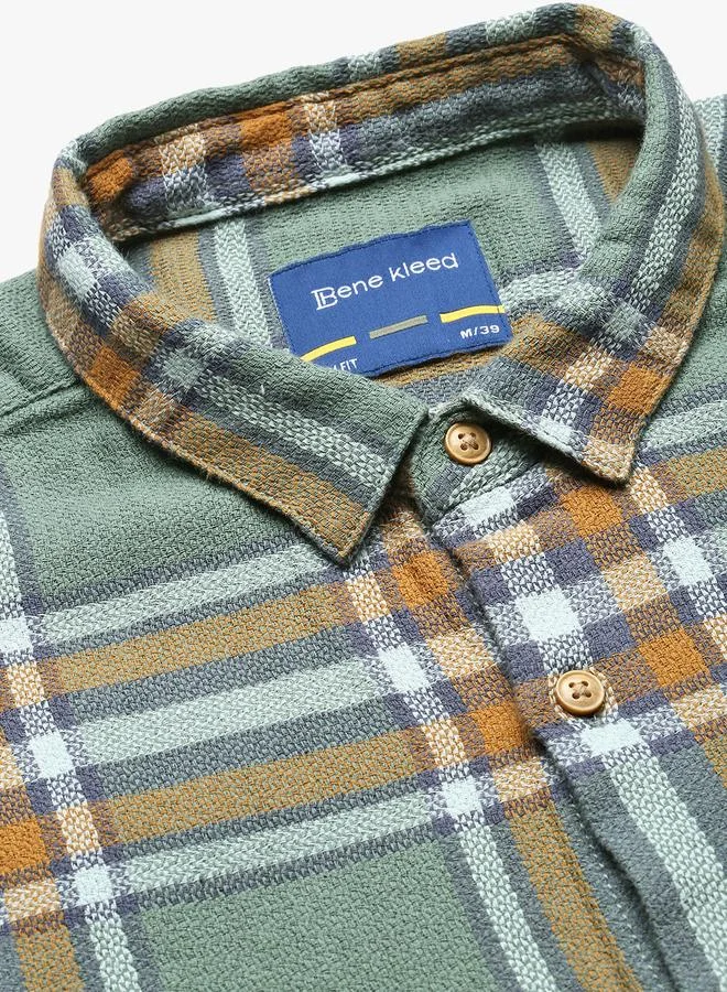 Styli Men Green Checked Casual Shirt By Bene Kleed