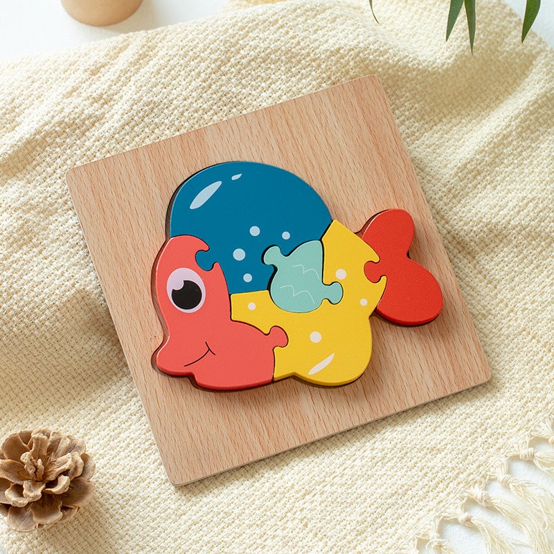 Wooden Early Education Cognitive Children'S Educational Toys Wooden Animal Traffic Shape Matching 3D Three-Dimensional Puzzle - Image 1