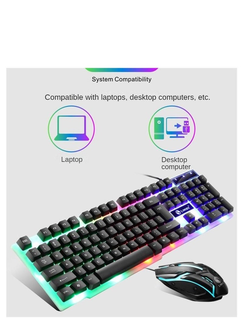 GTX-300 Colorful Backlight USB Wired Keyboard Gaming Keyboard and Mouse Set-English