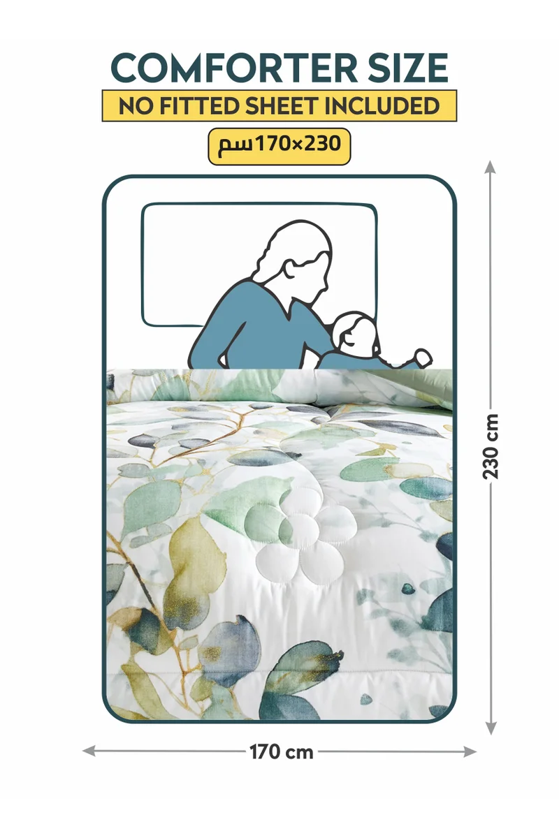 Donetella Bedding Comforter Set, twin Size 170x230 cm - 2-Pcs Digital Print Quilted Bed Set, Microfiber Fabric - 1 Comforter, 1 Pillow Shams.
