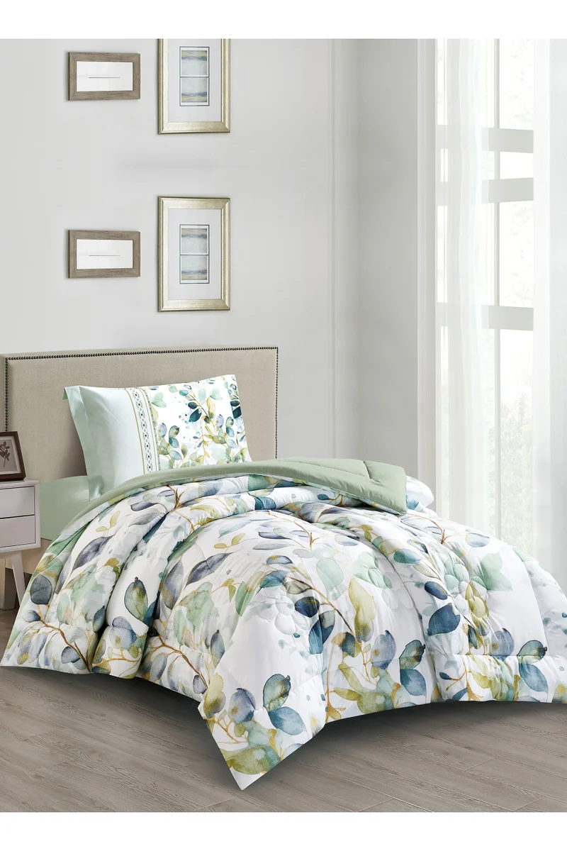 Donetella Bedding Comforter Set, twin Size 170x230 cm - 2-Pcs Digital Print Quilted Bed Set, Microfiber Fabric - 1 Comforter, 1 Pillow Shams.
