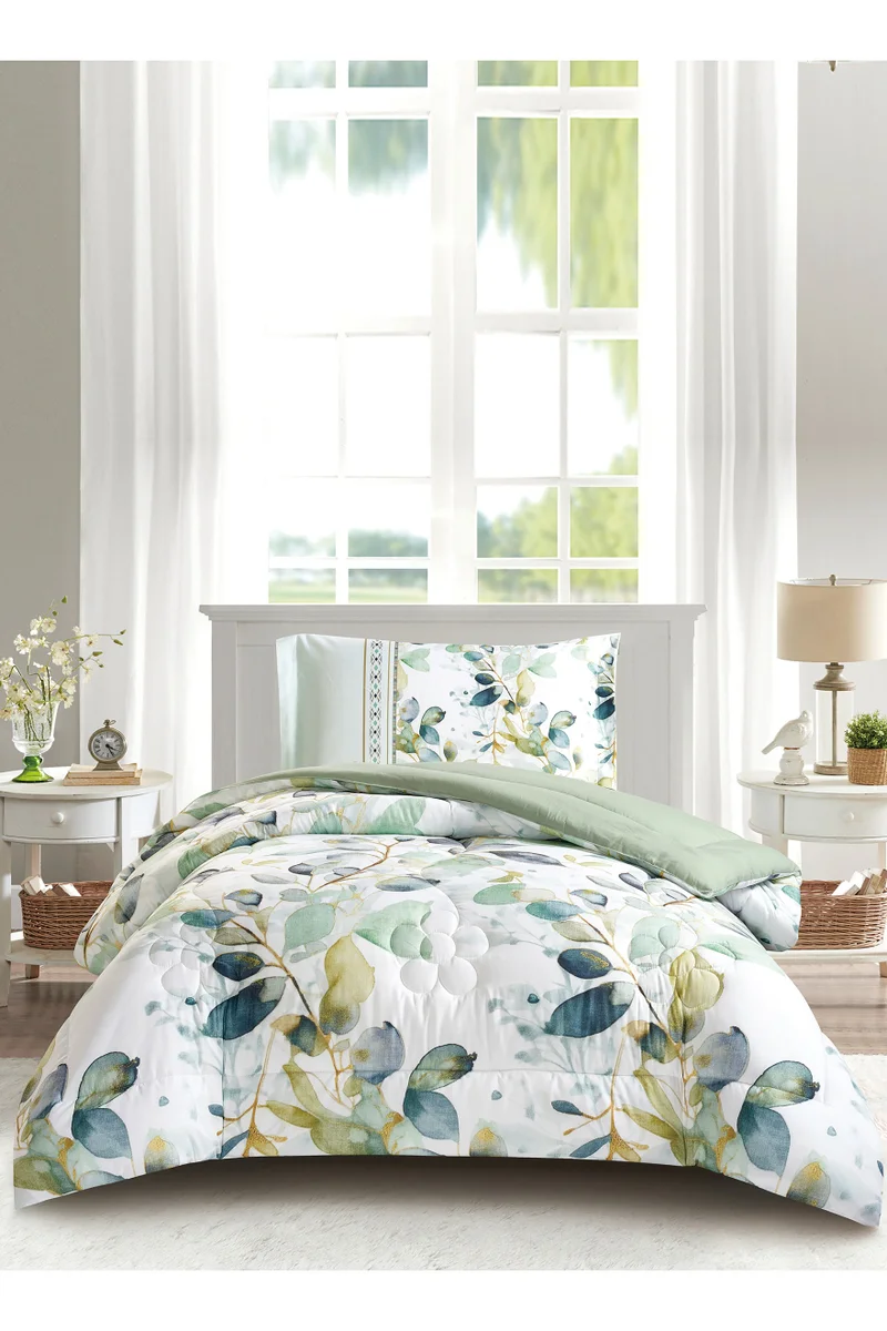 Donetella Bedding Comforter Set, twin Size 170x230 cm - 2-Pcs Digital Print Quilted Bed Set, Microfiber Fabric - 1 Comforter, 1 Pillow Shams.